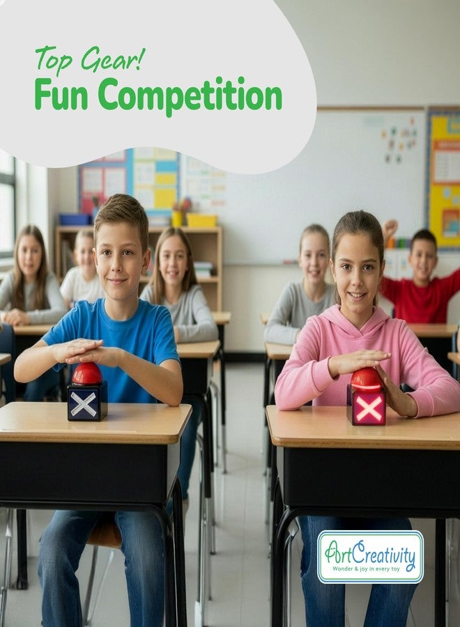 ArtCreativity Buzzer with Lights and Sounds - Set of 2 - Game Show Buzzer Buttons for Family Game Night and Trivia - Lights Up Red and Makes Loud Buzz Sound - Answer Buzzer Set - Image 2